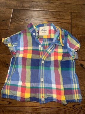 Mini Boden Plaid Button Down Shirt Size 2-3 Year